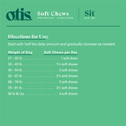 Directions for use for honey salmon flavored CBD Soft chews for medium + large dogs.